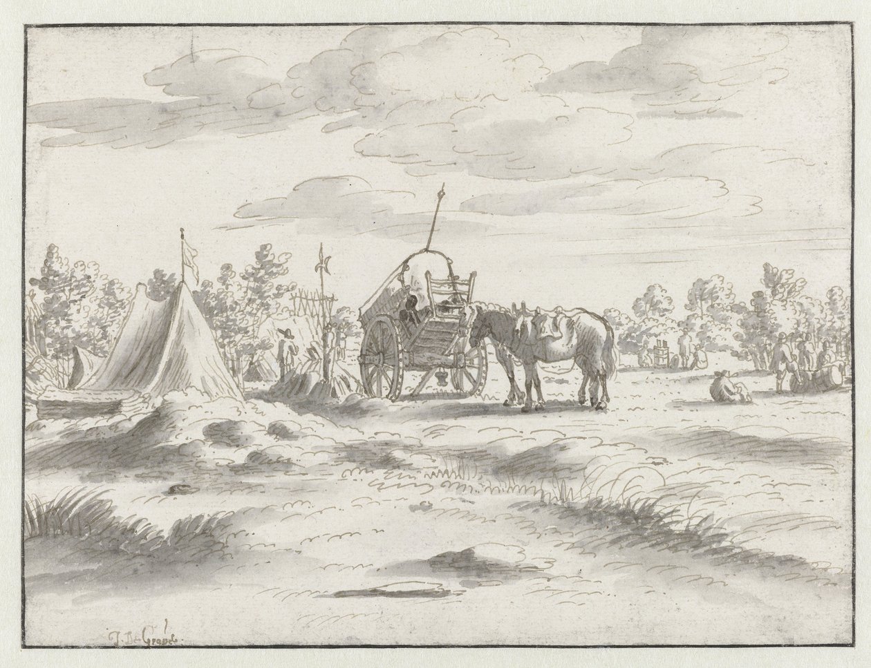 View of an Encampment of the Army of William III near Leuven by Josua de Grave