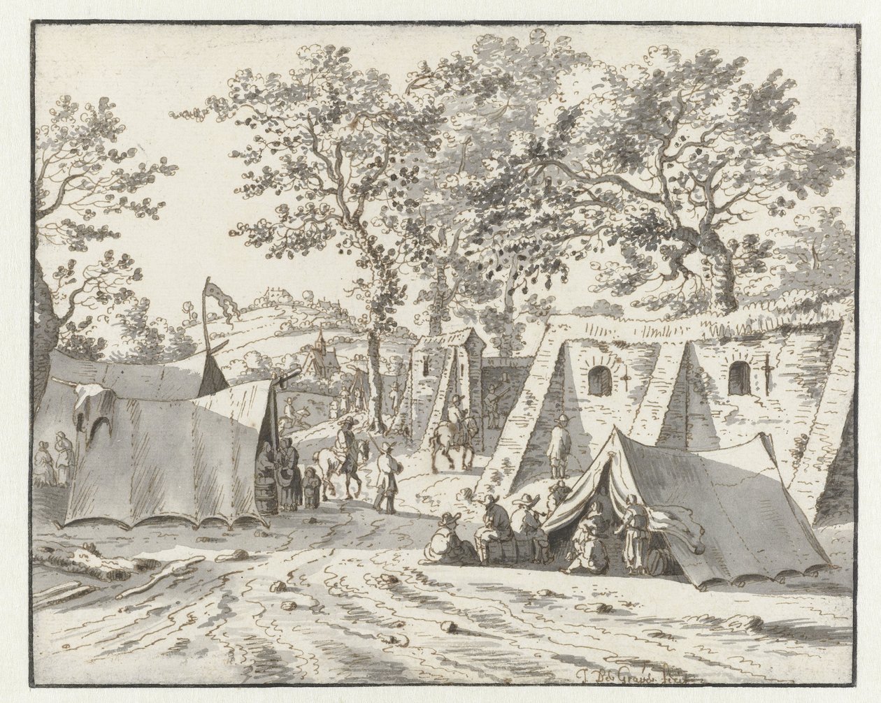 View of an Encampment of the Army of William III near Leuven by Josua de Grave