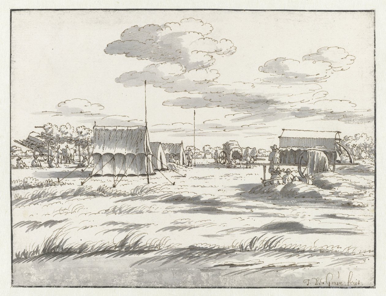 View of an Encampment of the Army of William III near Leuven by Josua de Grave