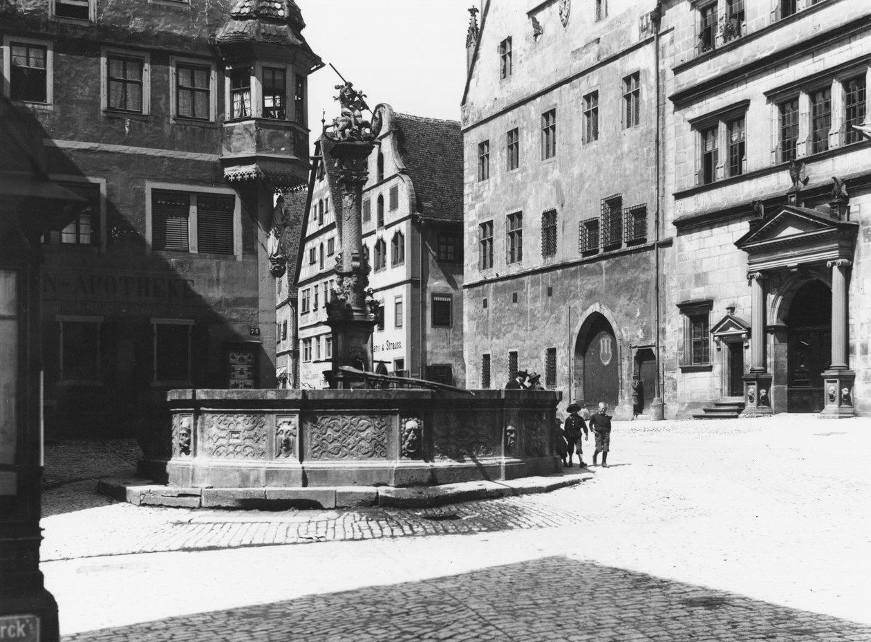St. Georgs-Brunnen, Rothenburg ob der Tauber, c.1910 by Jousset