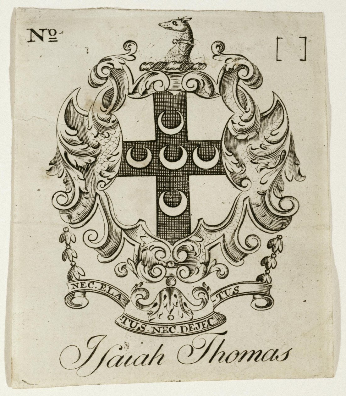 Bookplate for Isaiah Thomas (1749-1831) by Jr. Paul Revere