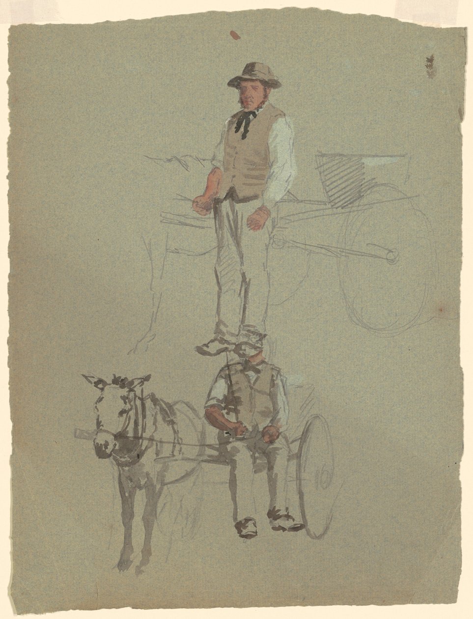 Studies of a Man and Horse Cart by Jr. Enoch Wood Perry