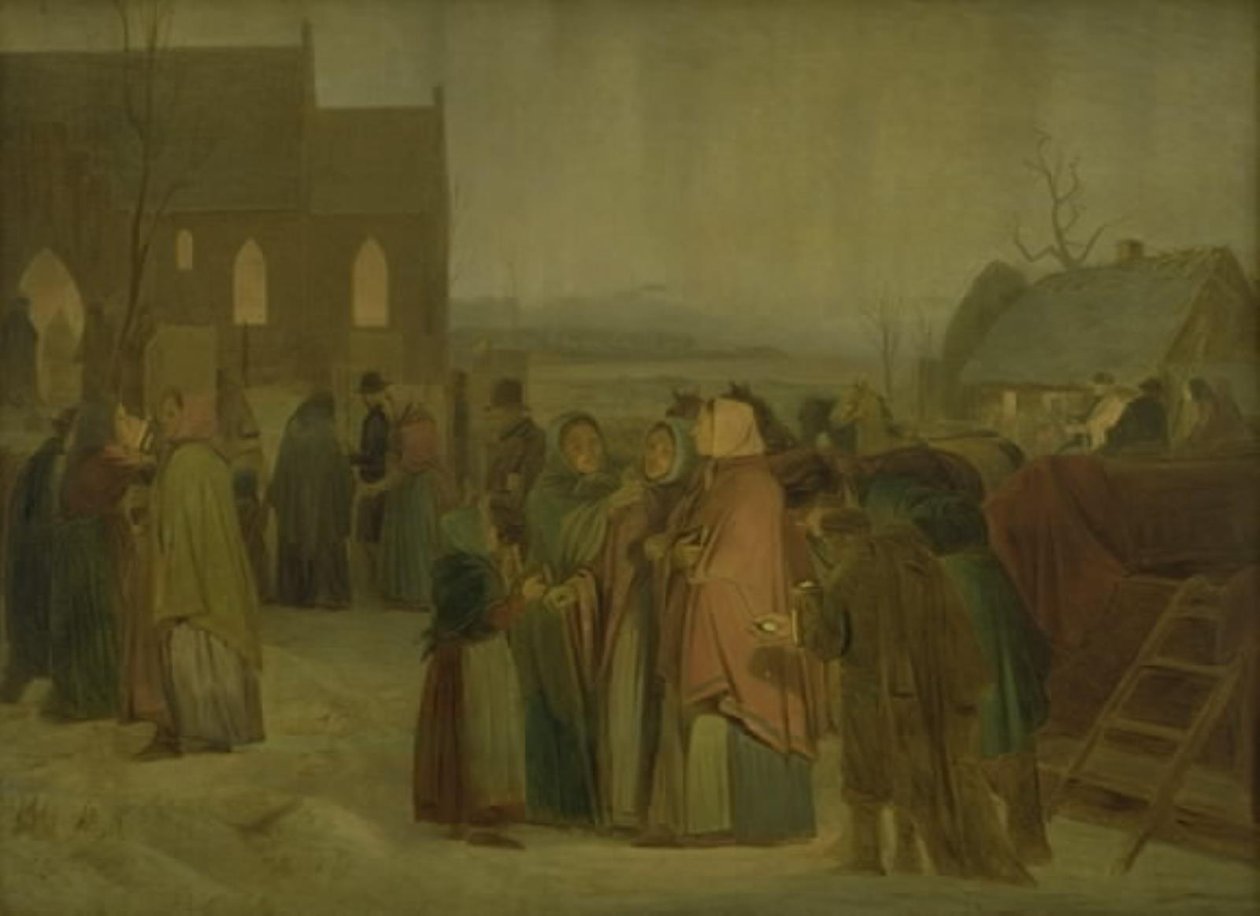 Peasants Outside the Church on a Christmas Morning by Jørgen V. Sonne