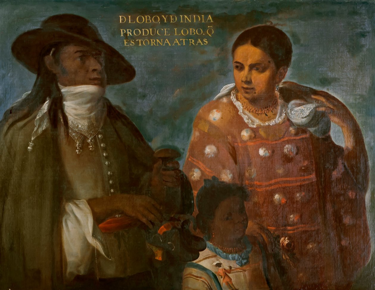 Wolf and Indian Produce a Wolf Return-Backwards, c.1715 by Juan Rodríguez Juárez