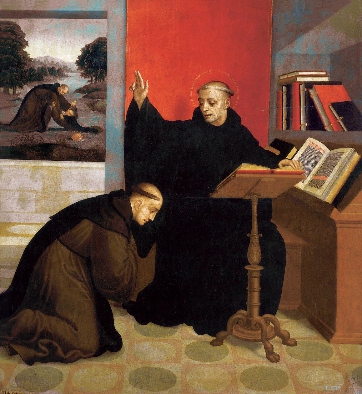 Saint Benedict of Nursia blessing Saint Maurice by Juan Correa de Vivar
