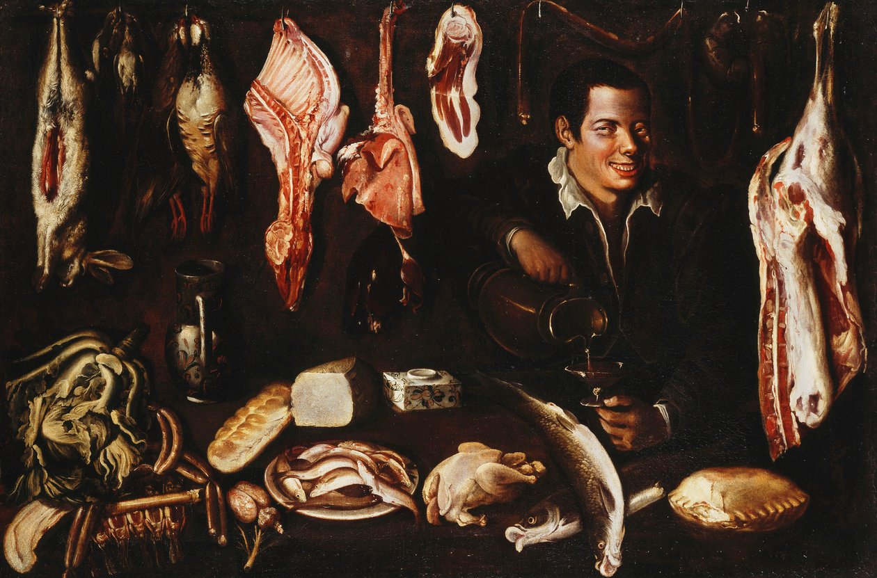 A Youth Pouring Wine in a Larder by Juan Esteban