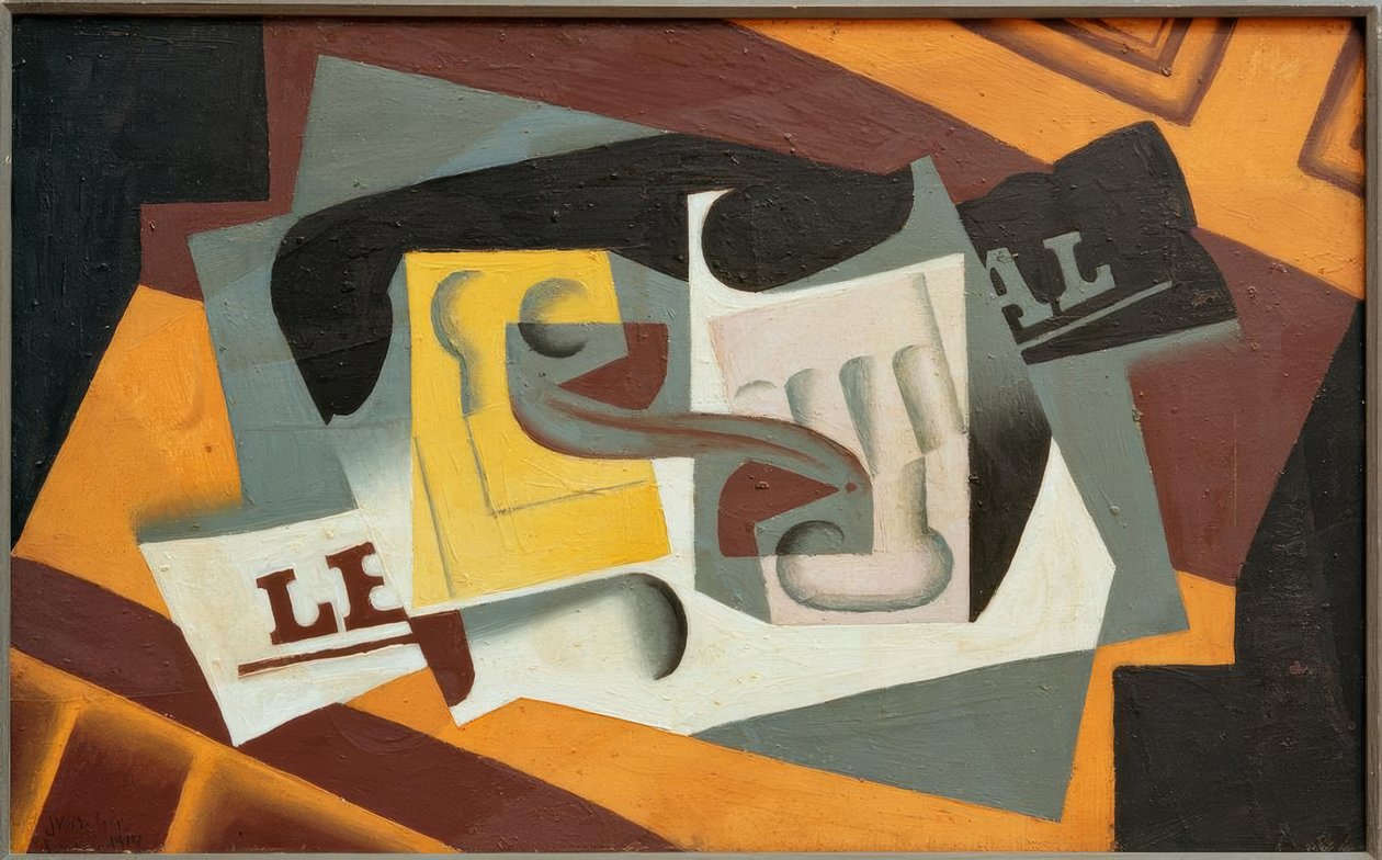 Glass and Newspaper by Juan Gris