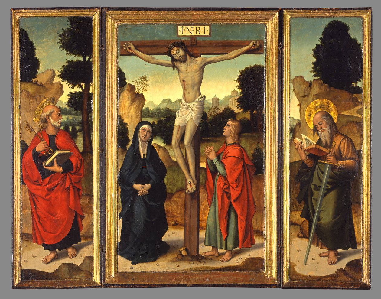 Crucifixion with the Virgin and Saints John the Evangelist, Peter, and Paul by Juan de Borgoña