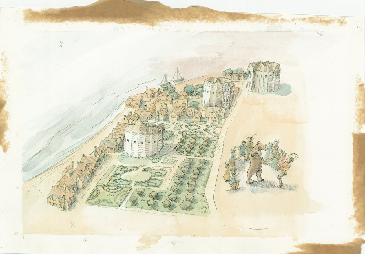 Hope Theatre, Rose Theatre and Globe Theatre, Southwark, London, c1647 by Judith Dobie