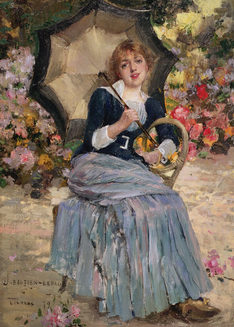 Girl with a sunshade by Jules Bastien Lepage