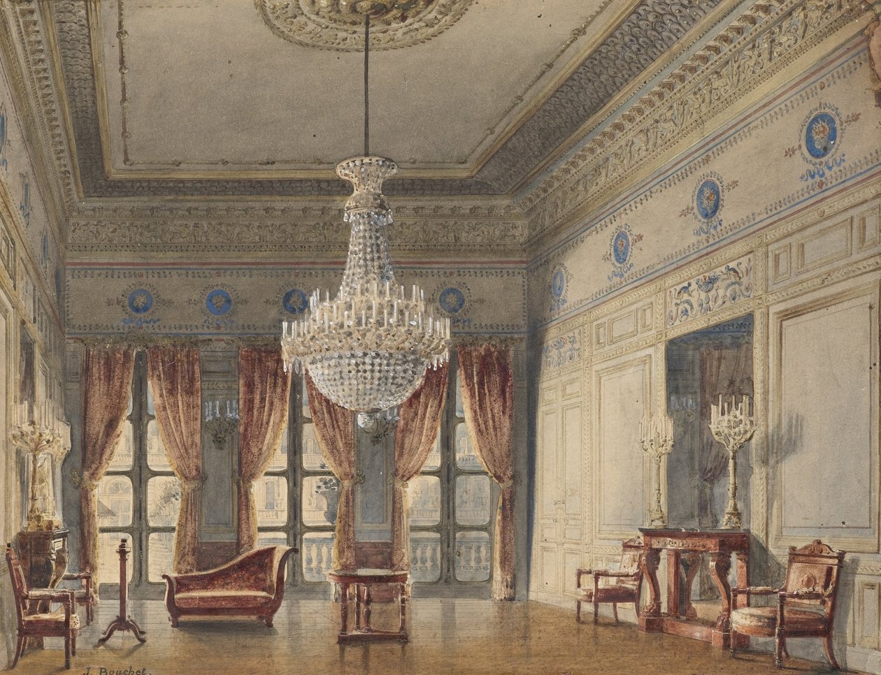 The Salon in the Montpensier Wing, Palais Royal by Jules Frédéric Bouchet