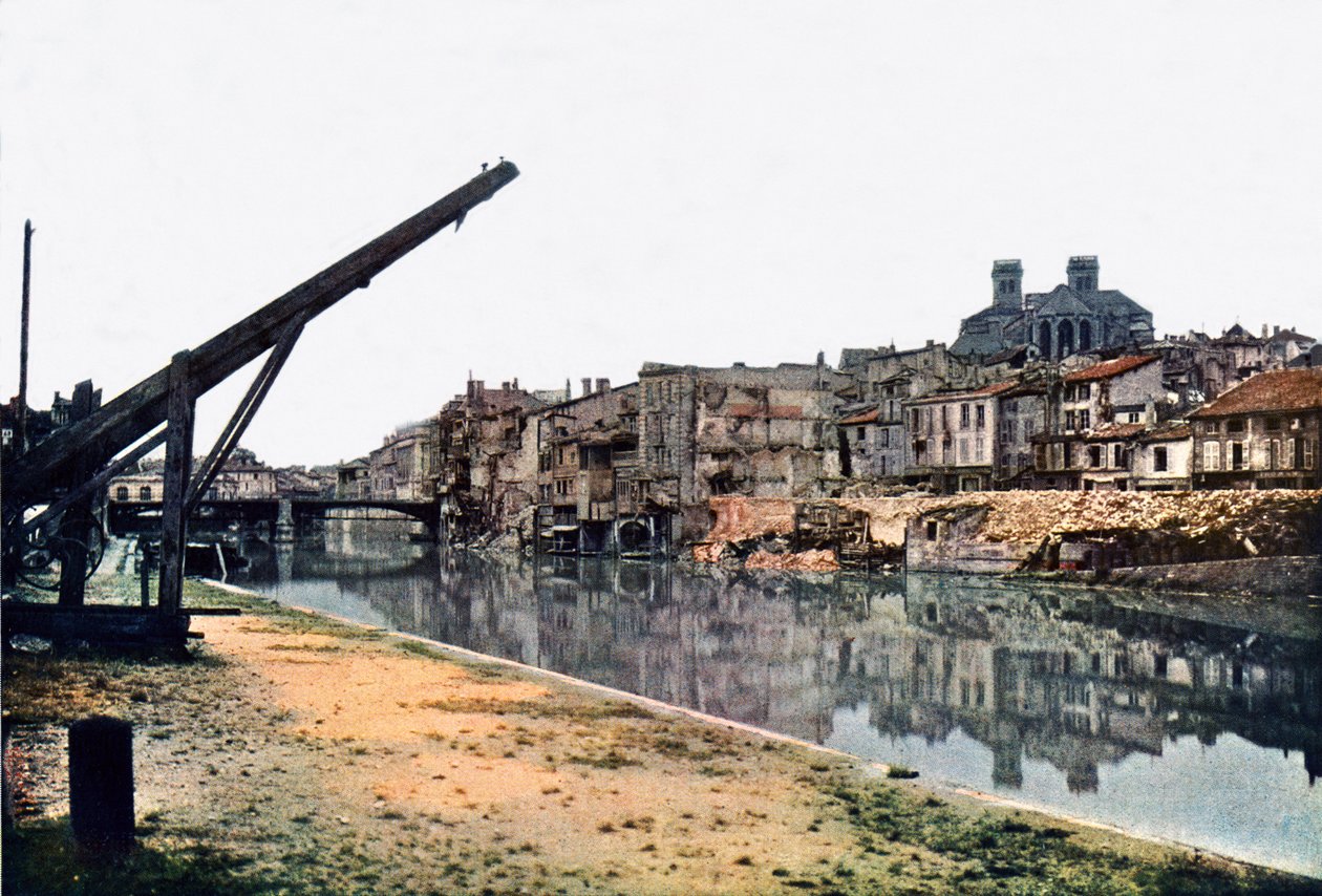 The Meuse and Verdun with Severely Damaged Buildings along the River, September 1916 by Jules Gervais Courtellemont