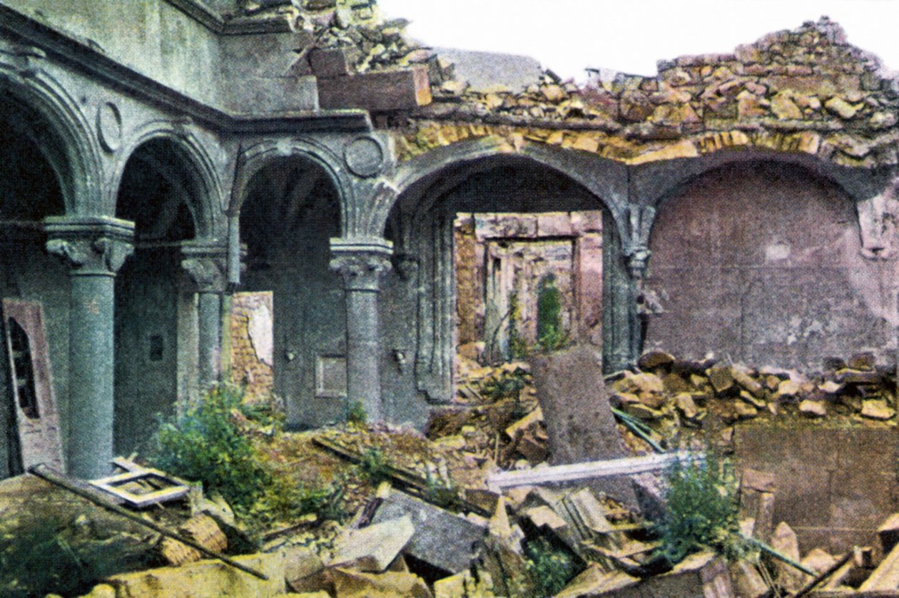 The heavily damaged Princerie, Verdun, September 1916 by Jules Gervais-Courtellemont