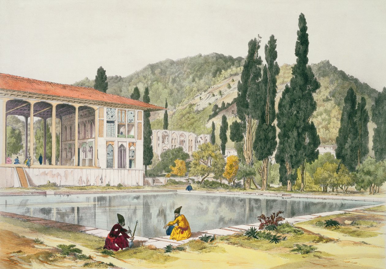 The Palace and Gardens of Ashref, Persia, plate 80 from 'Voyage in ...
