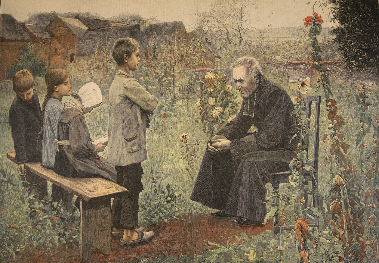 Priest Teaching Children the Catechism, illustration from 