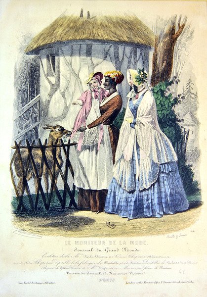 Visiting the Zoo of the Jardin des Plantes in Paris, fashion plate by Jules (after) David