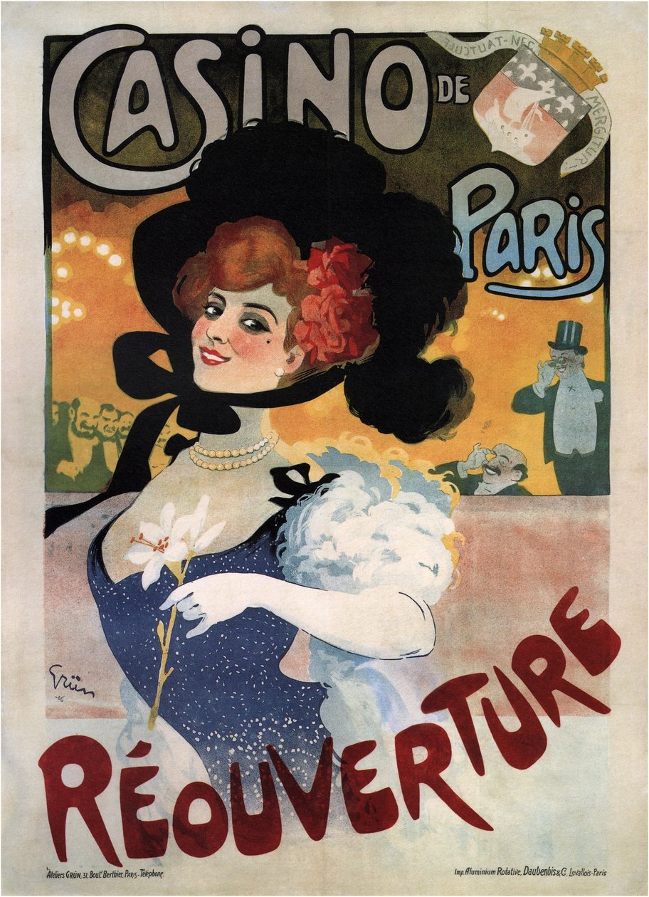 Poster Advertising the Reopening of the Casino de Paris by Jules Alexandre Gruen or Grun