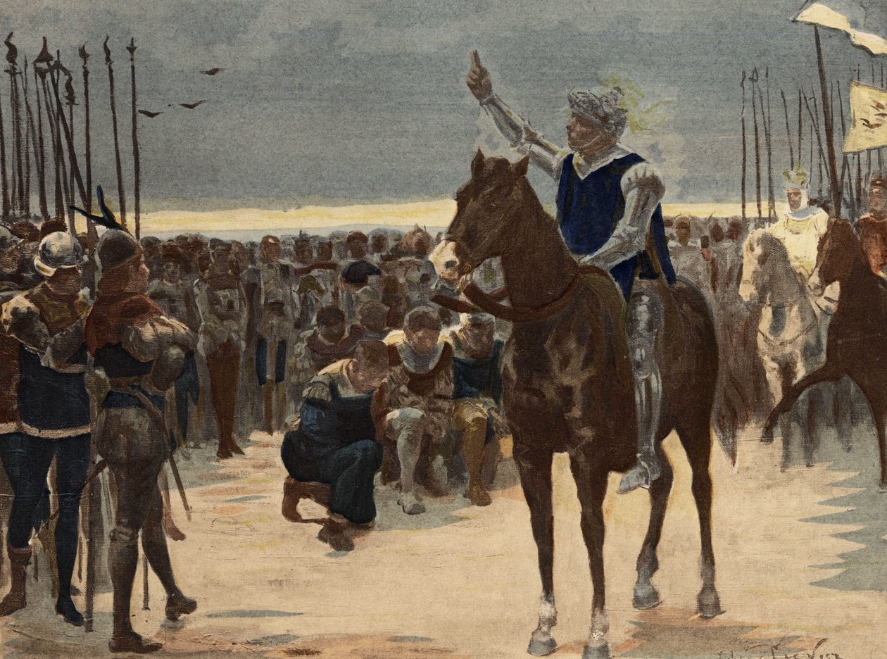 Gargantua, Winner of the Army of Picrochole, King of Lerne, Speaking to the Defeated. Gargantua. Illustration by Jules Garnier. In 