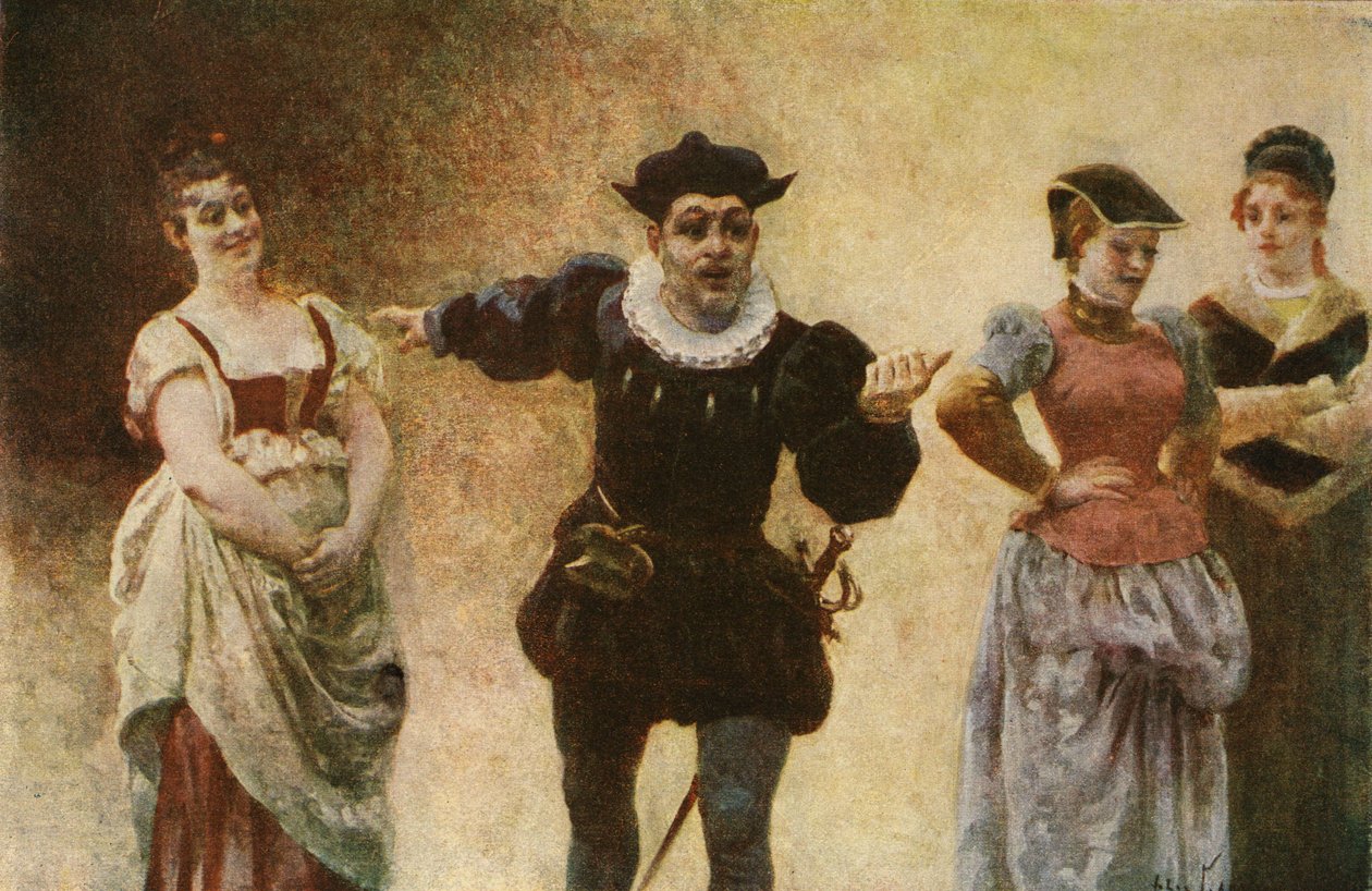 Panurge asking that women no longer wear neck covers. Illustration of Jules Garnier. In 