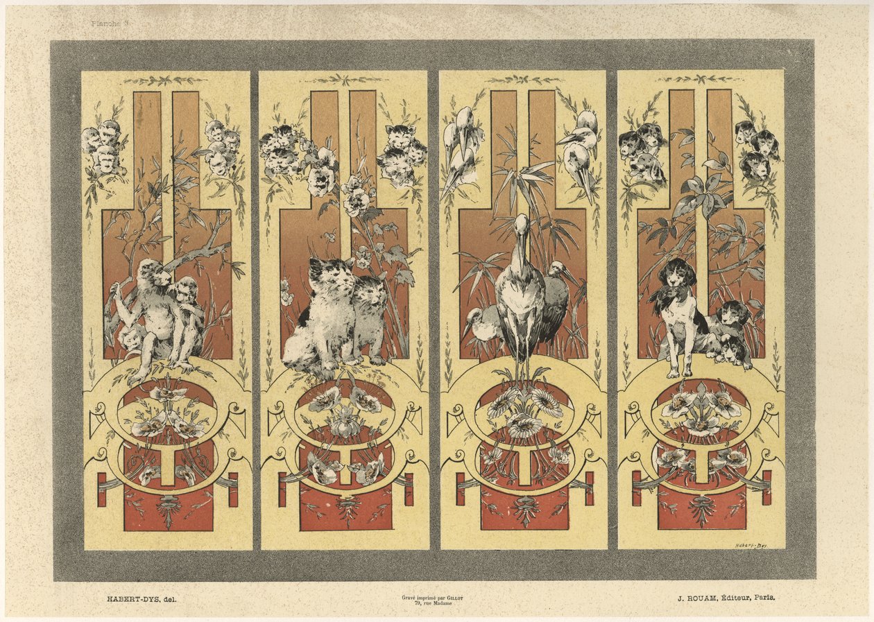 Monkeys, cats, herons and dogs, plate 3 from 