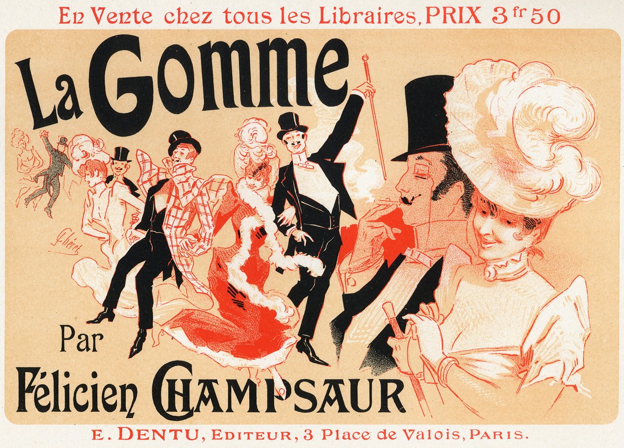 Ball in Paris. Poster by Jules Cheret for the Play: La Gomme, by Felicien Champsaur, c.1889 by Jules Cheret
