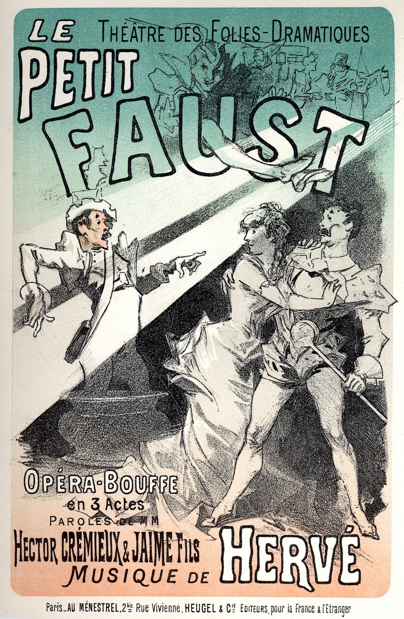 The Little Faust, Operetta by Herve. Poster by Jules Cheret for a Representation in Paris by Jules Cheret