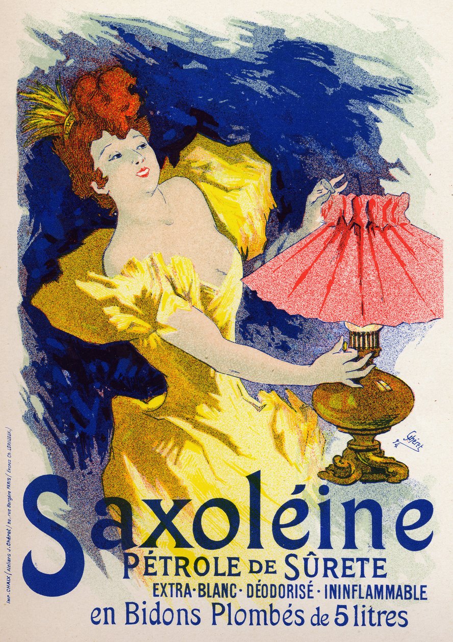 Saxoleine, Oil for Lamp. Poster by Jules Cheret, France by Jules Cheret