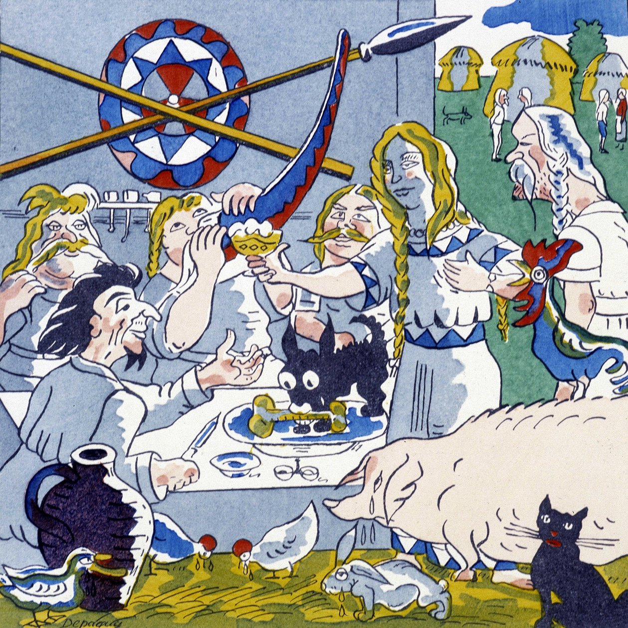 Festin (Gaul banquet), in La Gaule et les Gauls, history of France by Jules Depaquit by Jules Depaquit