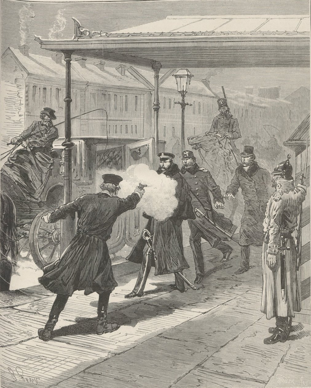 The Assassination of Count Mikhail Loris-Melikov. From Le Monde Illustré, 1880 by Jules Descartes Férat