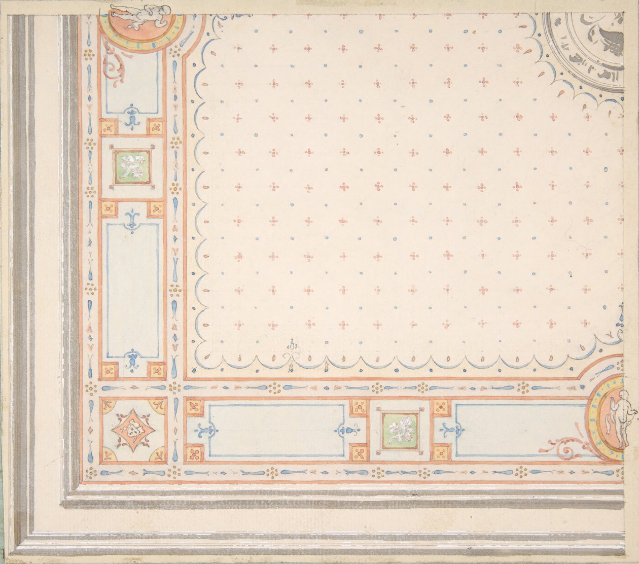 Design for a ceiling (detail), second half 19th century by Jules Edmond Charles Lachaise and Eugène Pierre Gourdet