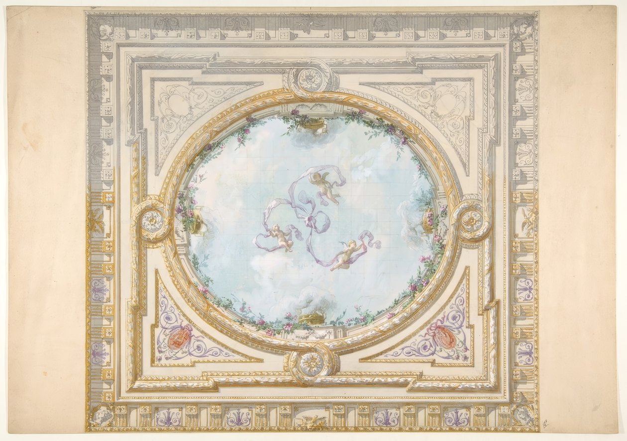 Design for a Ceiling in Rococo Style with a Trompe L