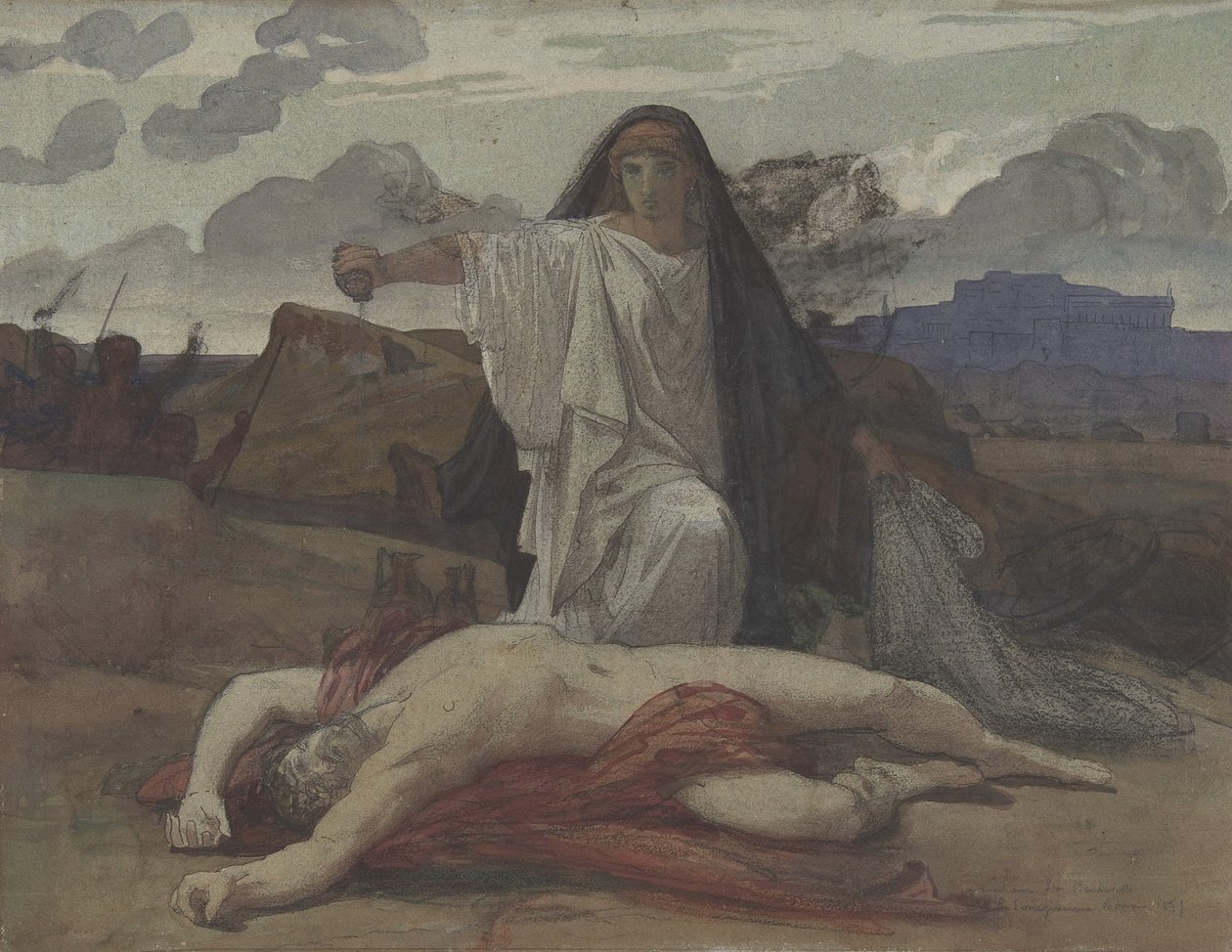 Antigone Gives Token Burial to the Body of Her Brother Polynices by Jules Eugene Lenepveu