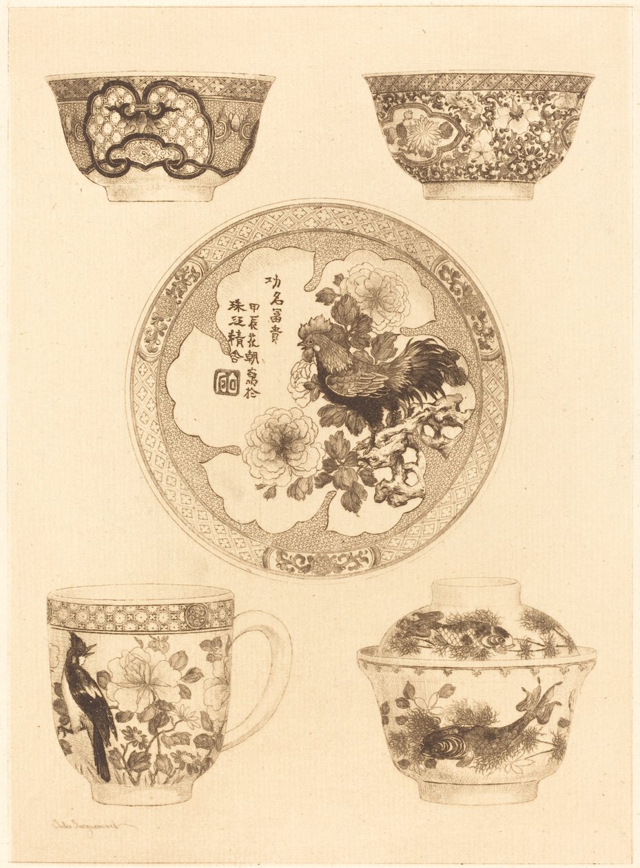 Five Pieces of China by Jules Ferdinand Jacquemart