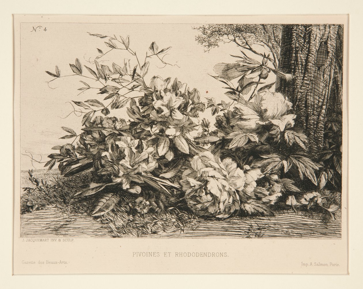 Peonies and Rhododendrons by Jules Ferdinand Jacquemart