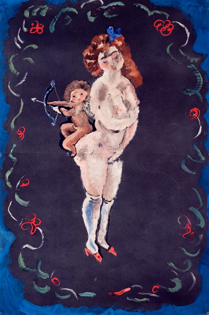 Nude and Cupid by Jules Pascin
