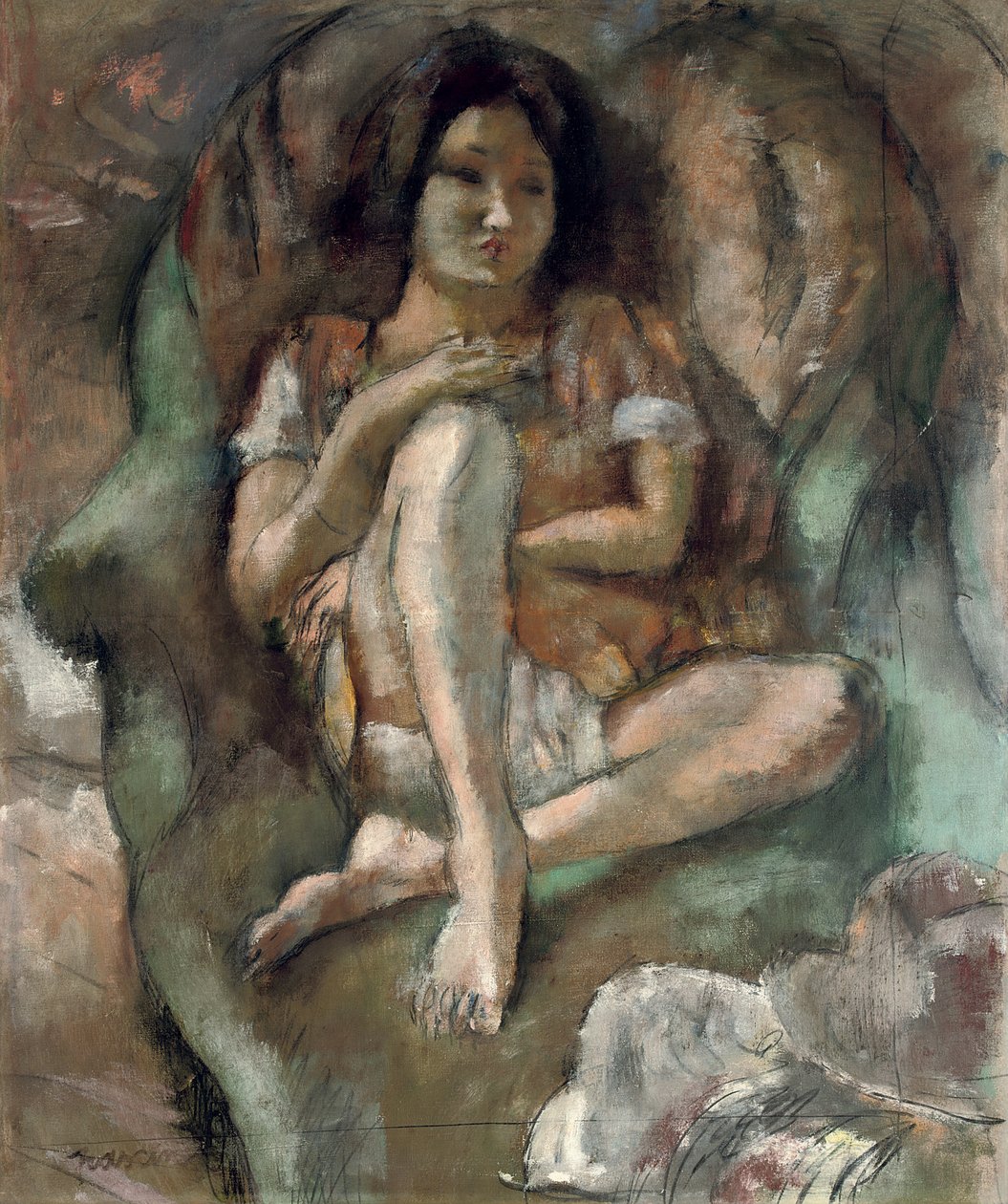 Young Girl in an Armchair by Jules Pascin