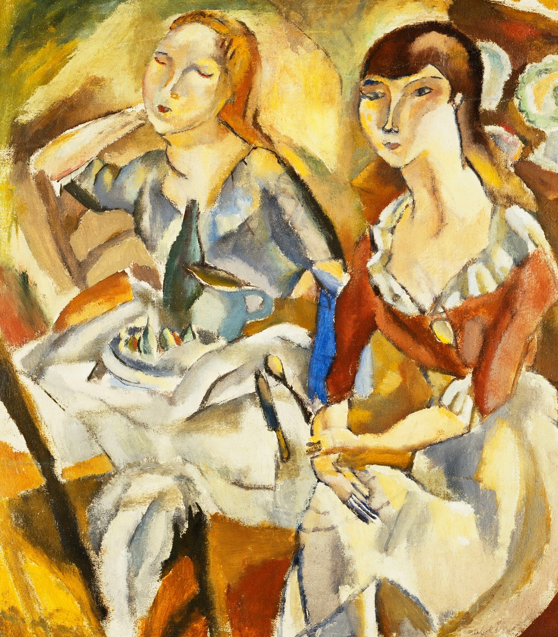 Young Girls Sitting Together by Jules Pascin