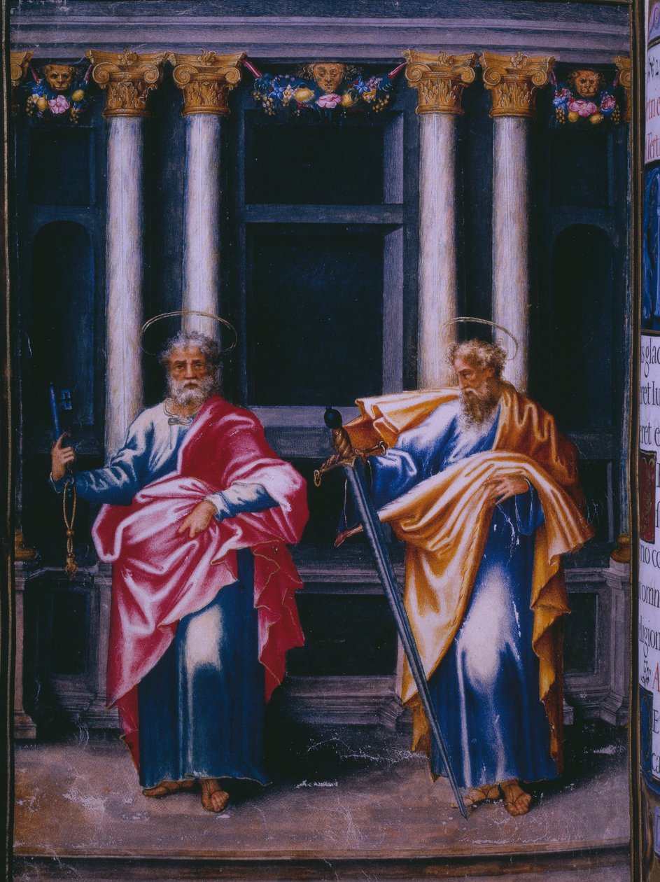St. Peter and St. Paul, from a facsimile of the Breviary of King Philip II of Spain by Julian and Leon, Andres de Fuente del Saz