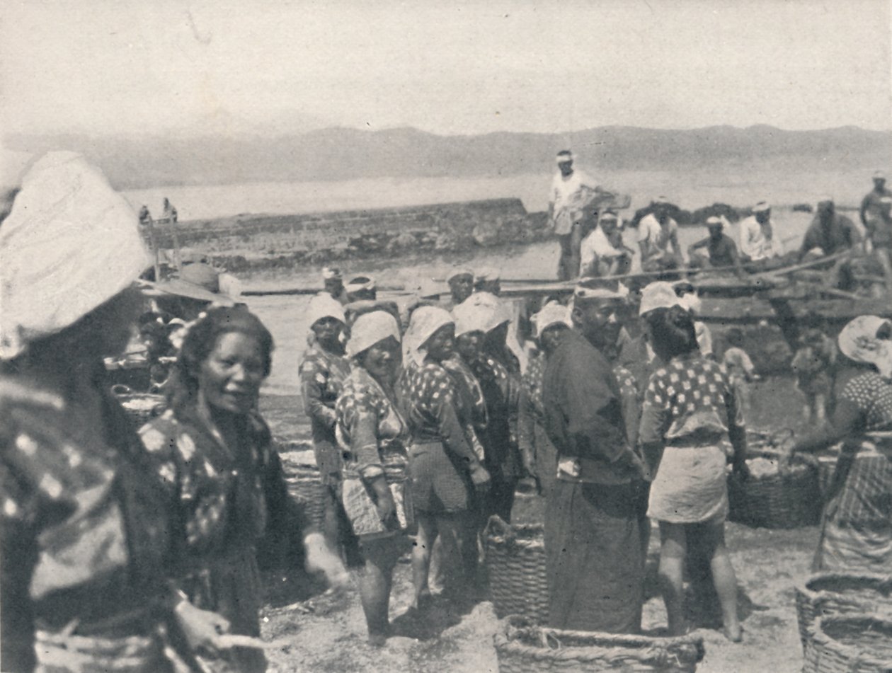 Tai-no-ura - Fishing Boats, Men and Women with Nets and Baskets by Julian Leonard Street