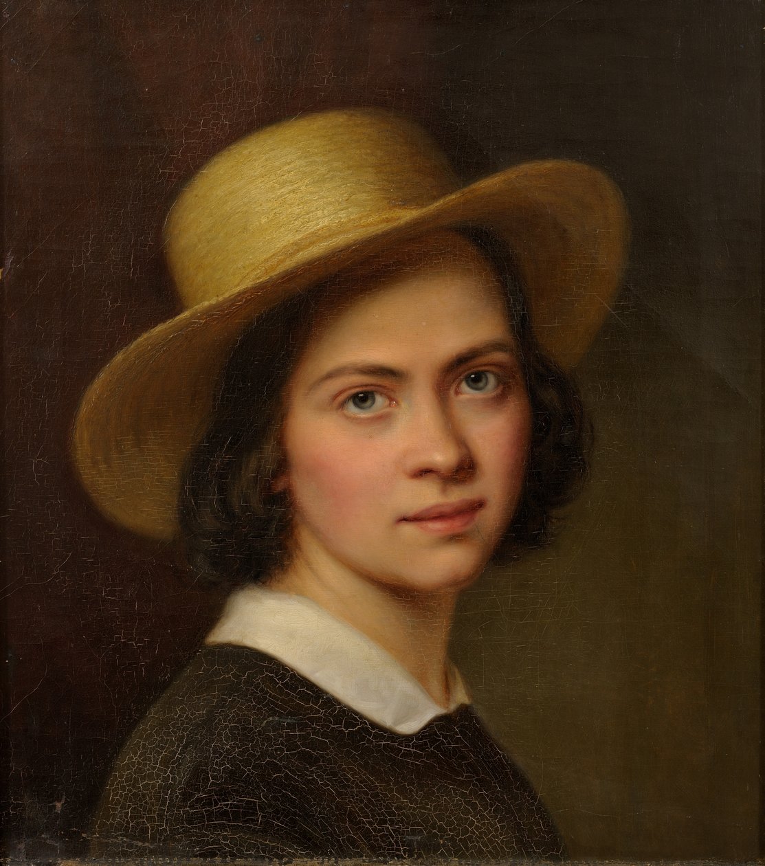 Self-Portrait (with Straw Hat) by Julie Wilhelmine Hagen Schwarz
