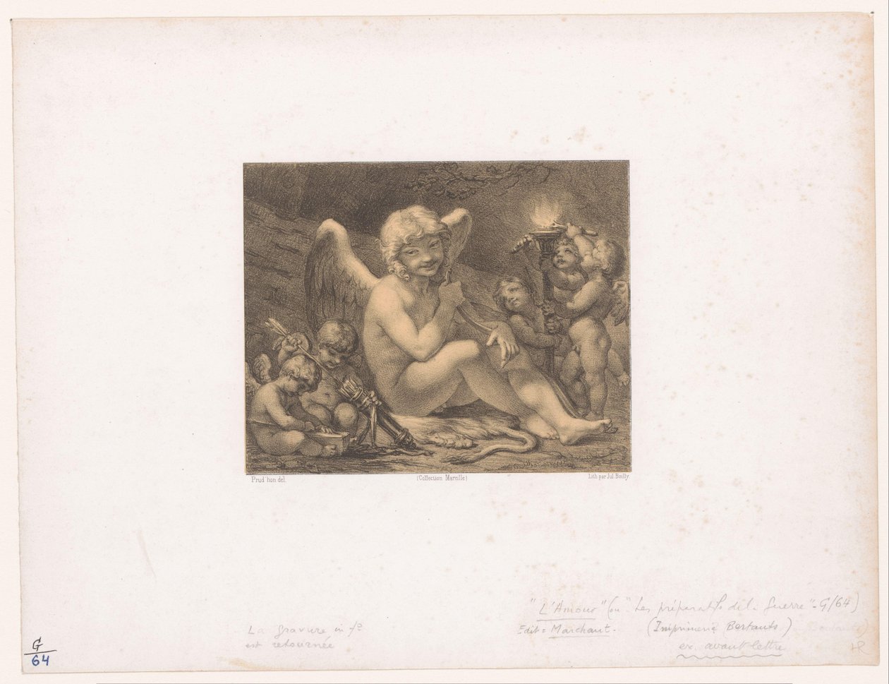 Cupid and putti sharpening their arrows by Julien Leopold Boilly