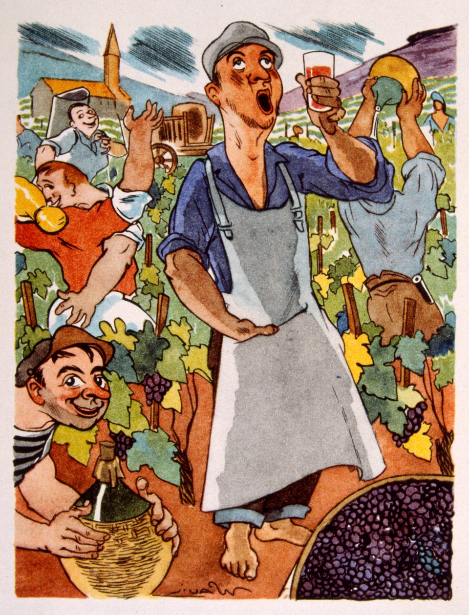 French Vineyard. 1944. Illustration by Julien Pavil by Julien Pavil