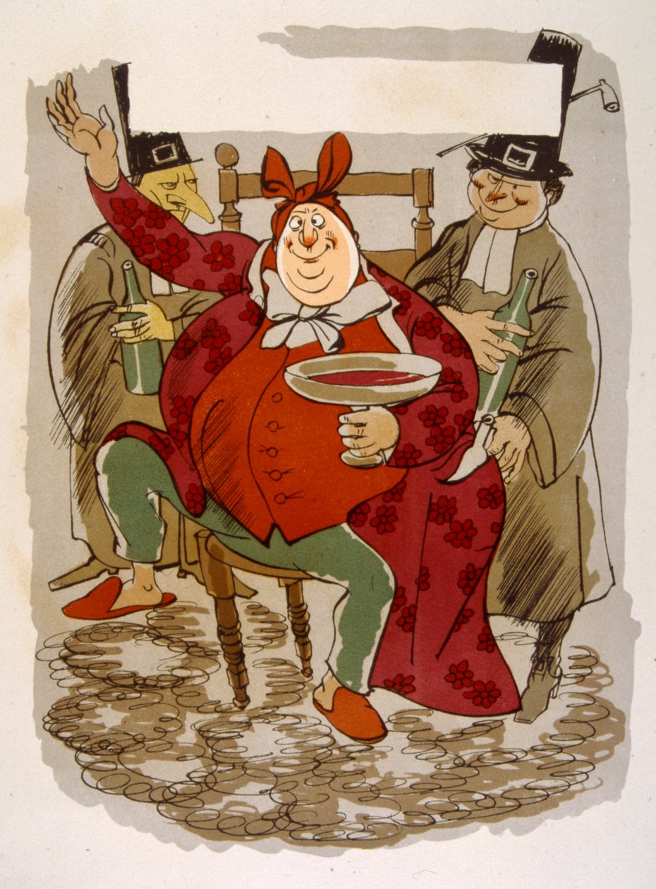Humorous Wine Illustration 1946. Illustration by Julien Pavil by Julien Pavil