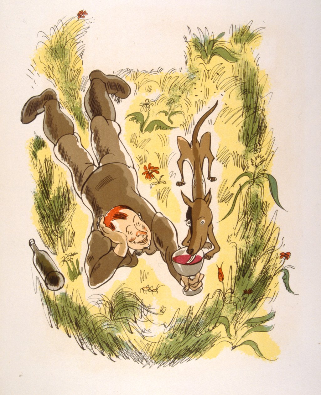 Humorous Wine Illustration 1946. Illustration by Julien Pavil by Julien Pavil