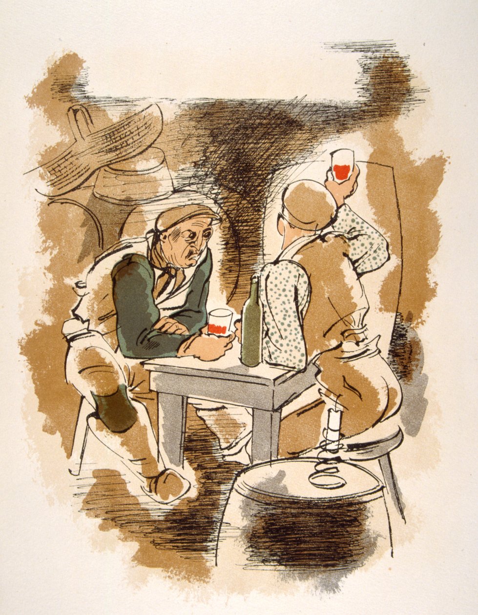 Humorous Wine Illustration 1946. Illustration by Julien Pavil by Julien Pavil