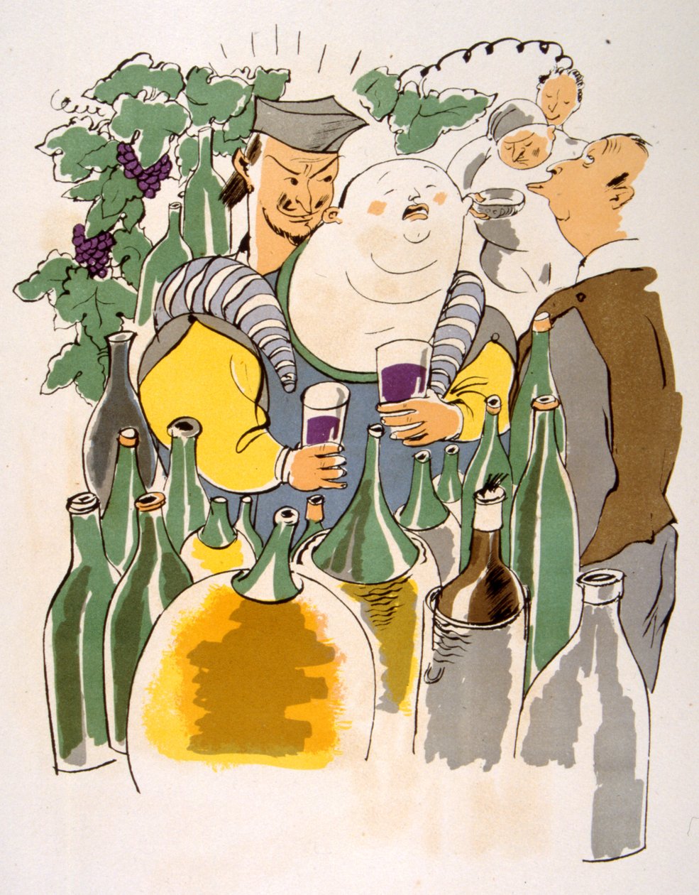 Humorous Wine Illustration 1946 by Julien Pavil