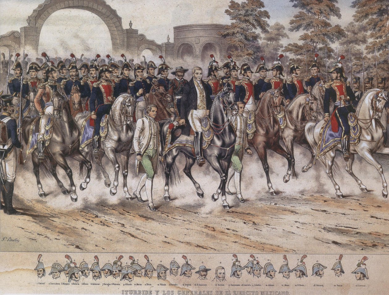 Generals of the Trigarante Entry of the Trigarante Army, Iturbide and the Generals of the Mexican Army by Julio Michauld and Thomas Ferdinand Bastin