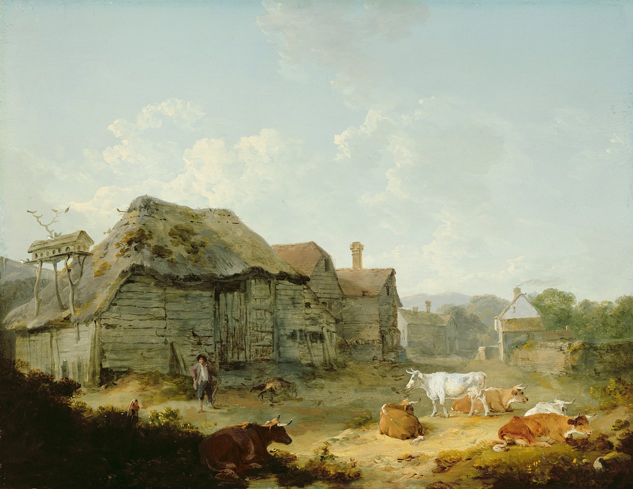 A Farmyard, Otford, Kent by Julius Caesar Ibbetson