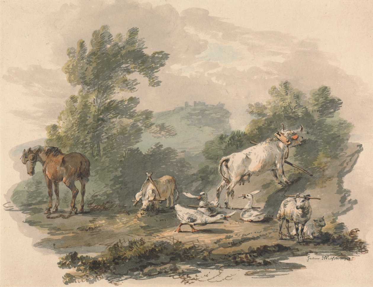 Farmyard Animals: Tribulation by Julius Caesar Ibbetson