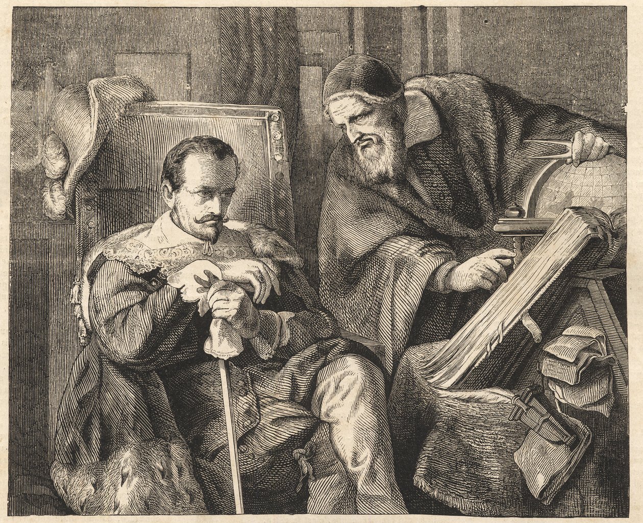 Albrecht von Wallenstein with the astrologer Giovanni Battista Seni by Julius Friedrich Anton (after) Schrader